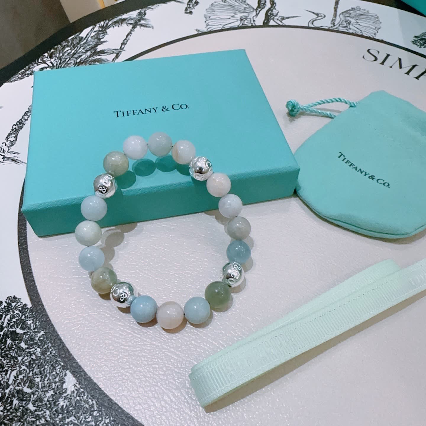 Tiffany & Co. Blue Agate Bead Bracelet